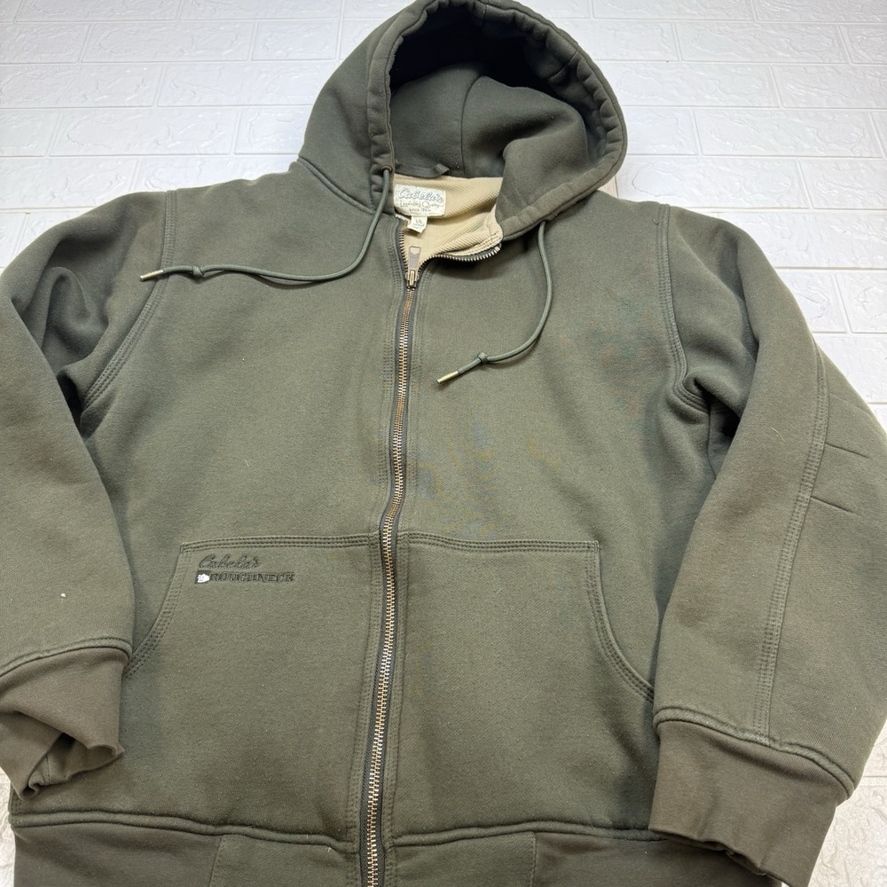 Cabela's Roughneck Mens Green Full Zip Hooded Workwear Jacket Size L Tall